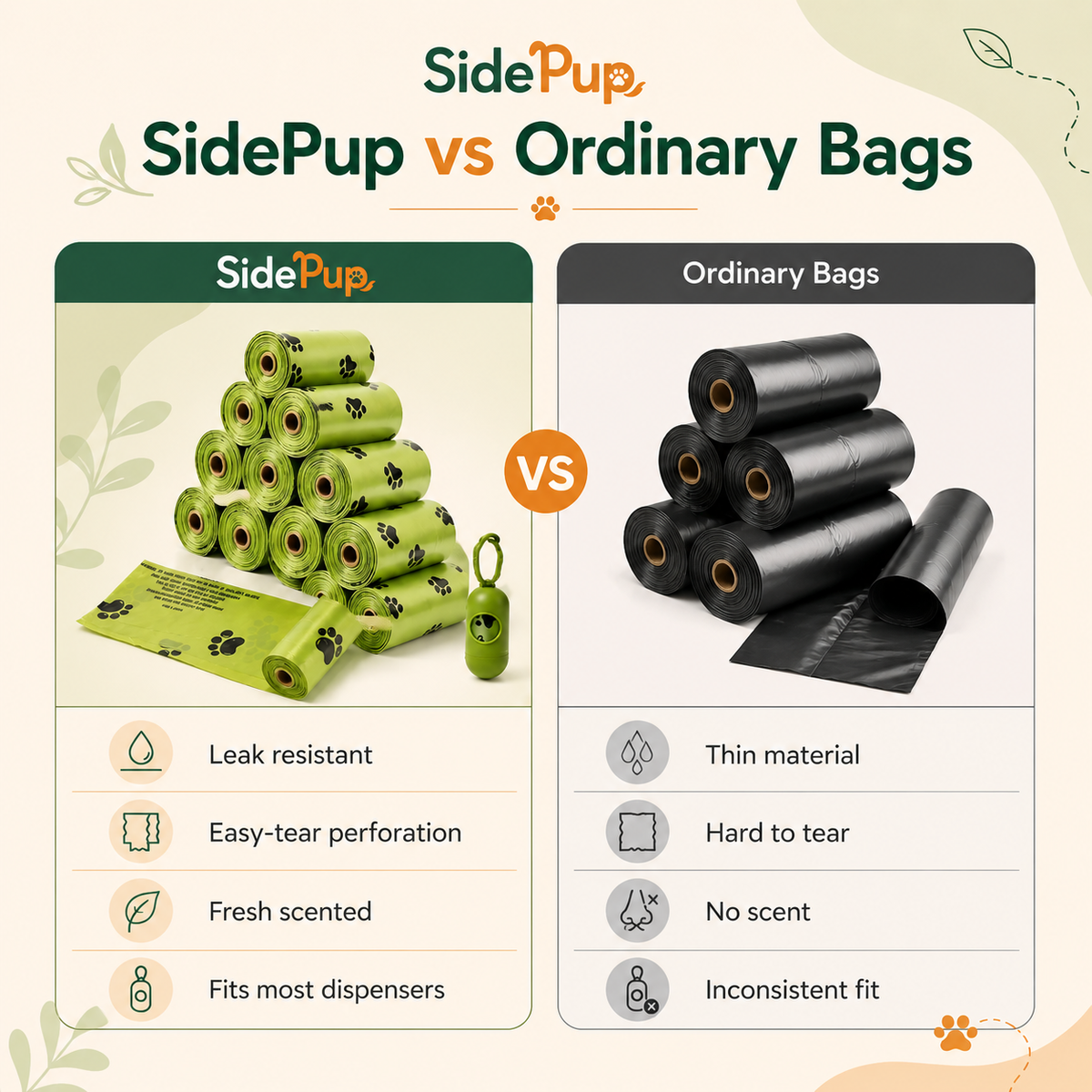 SidePup™ GreenTrail Waste Bag Rolls