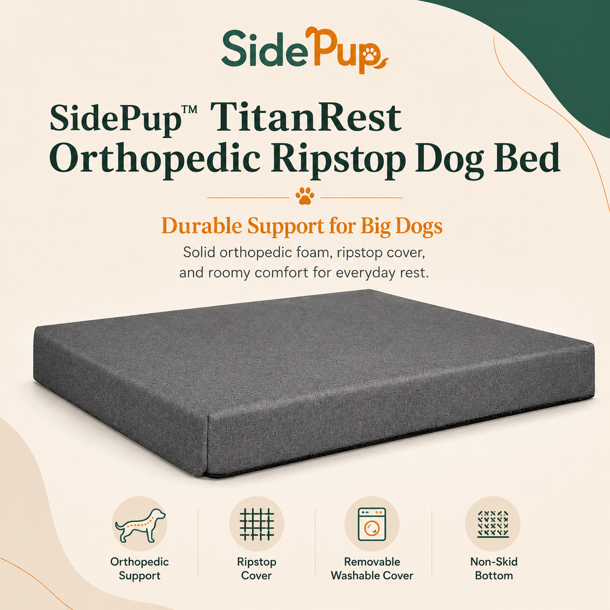 SidePup™ Orthopedic Dog Bed