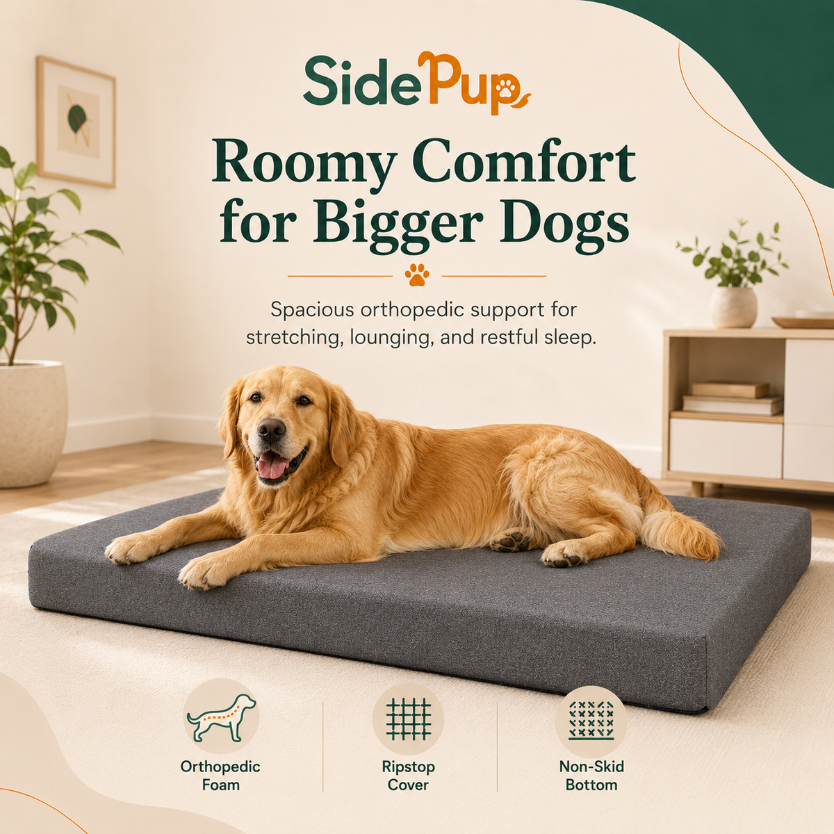 SidePup™ Orthopedic Dog Bed