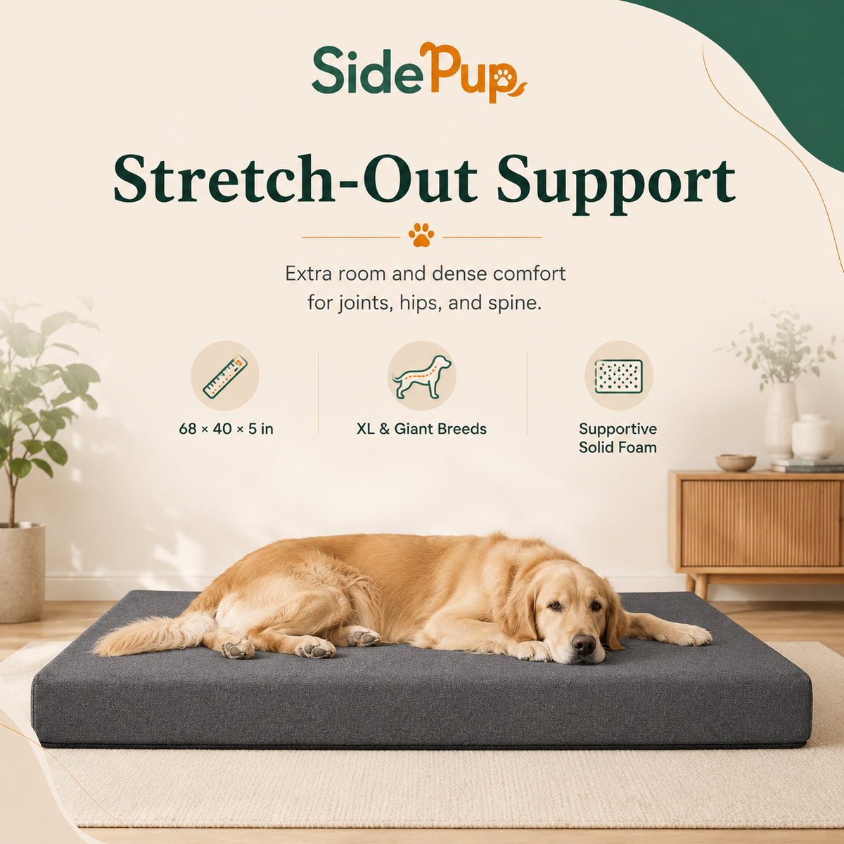 SidePup™ Orthopedic Dog Bed