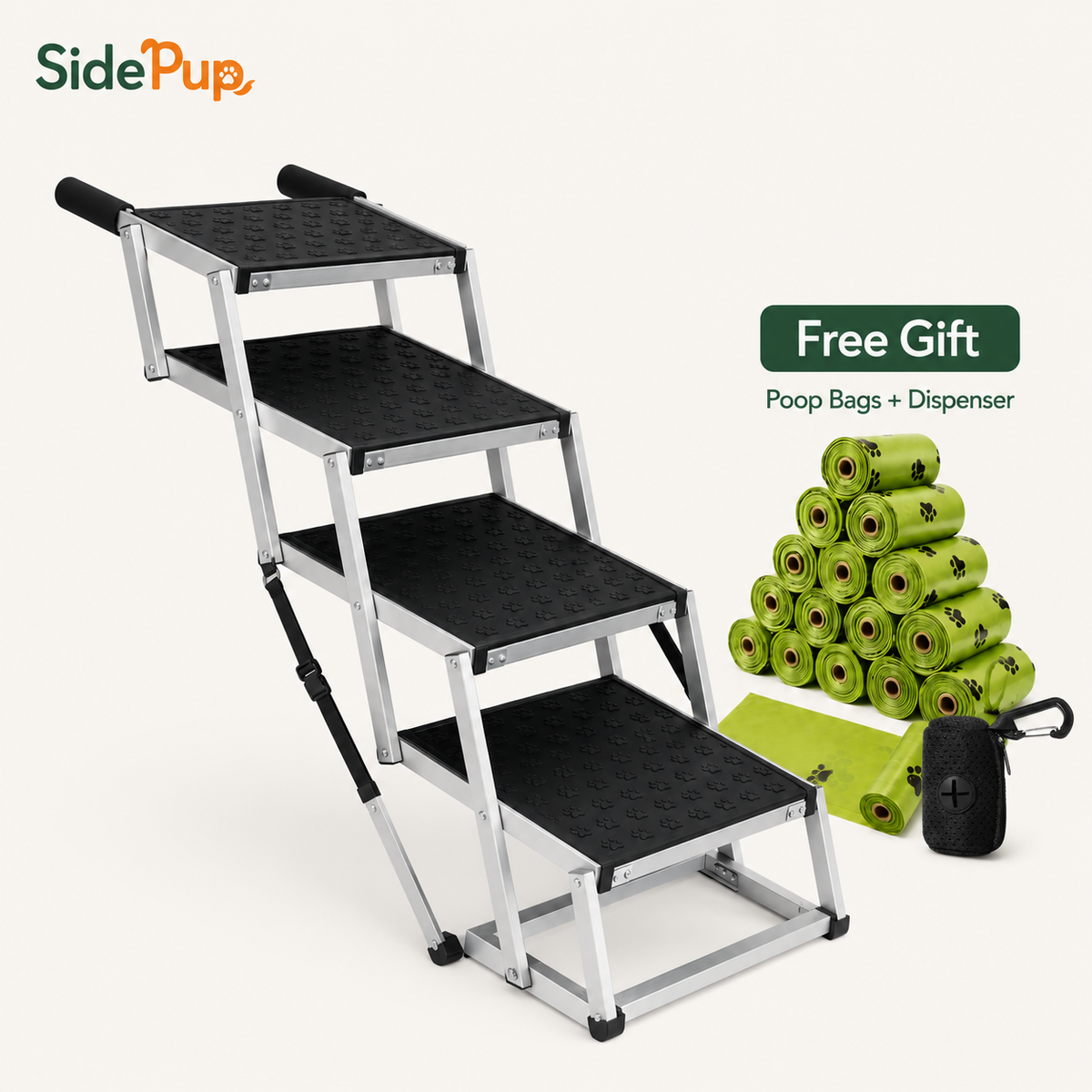SidePup™ Foldable 4-Step Dog Car Stairs