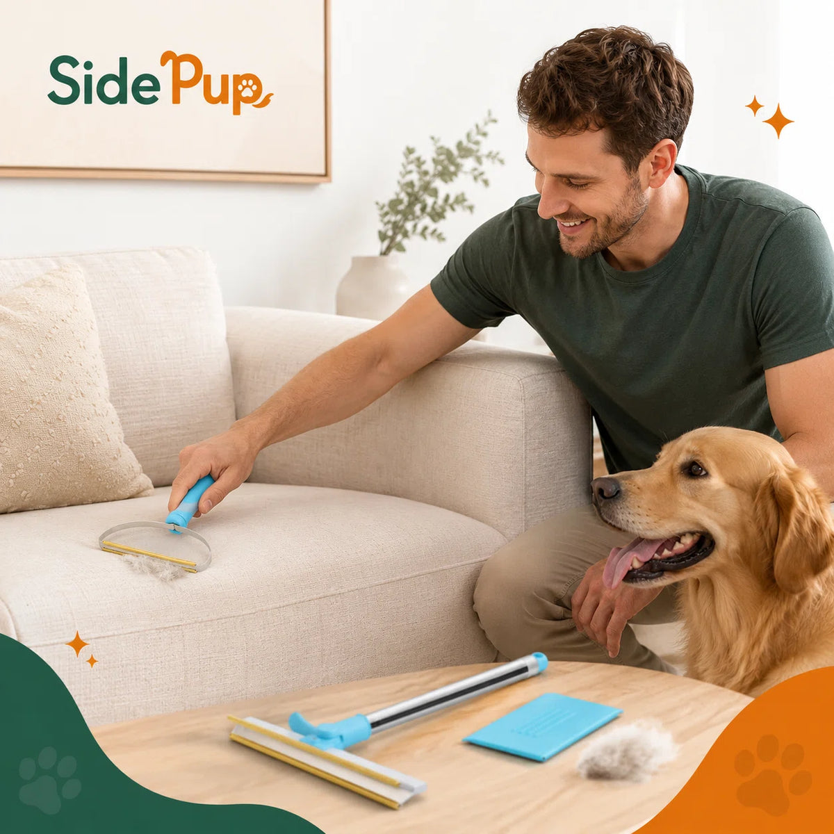 SidePup™ 3-Piece Pet Hair Removal Rake Kit