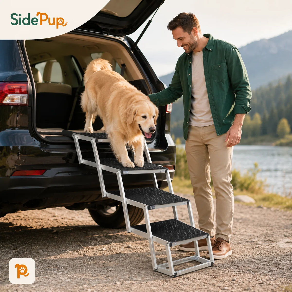 SidePup™ Foldable 4-Step Dog Car Stairs