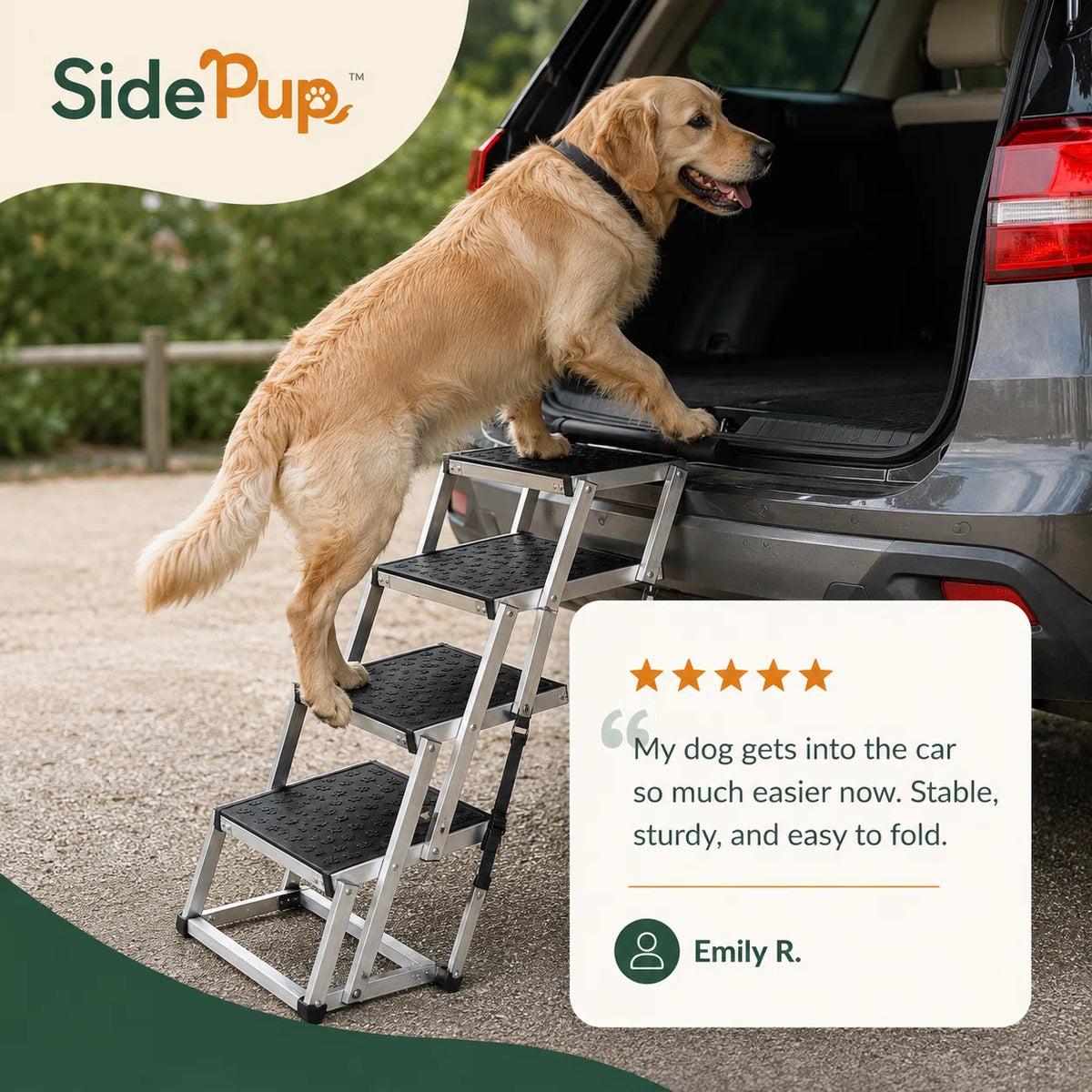 SidePup™ Foldable 4-Step Dog Car Stairs